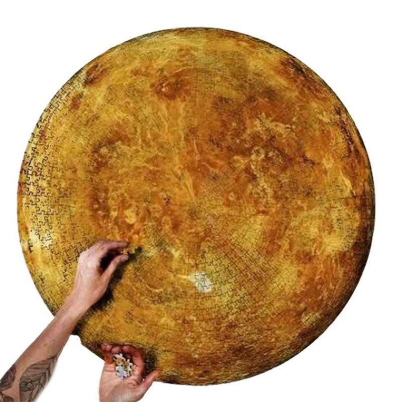 LuxHome Pyöreä Palapeli – 1000 Palaa | Kuu, Mars, Venus & Maa | 68 cm Halkaisija