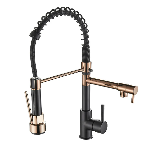 DualFlow Luxe™ Keittiöhana – Musta & Kulta Eleganssia Kaksisuuttimisella Muotoilulla