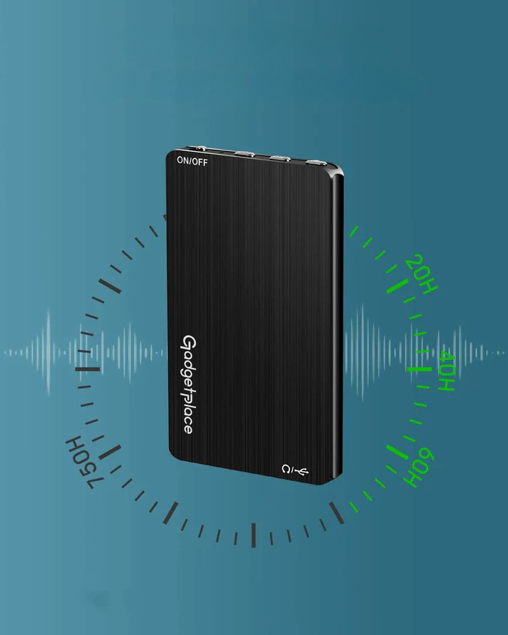 Miniäänitallennin – 60H Akunkesto, 80H Tallennus, Ääniaktivoitu, USB-C Tiedonsiirto