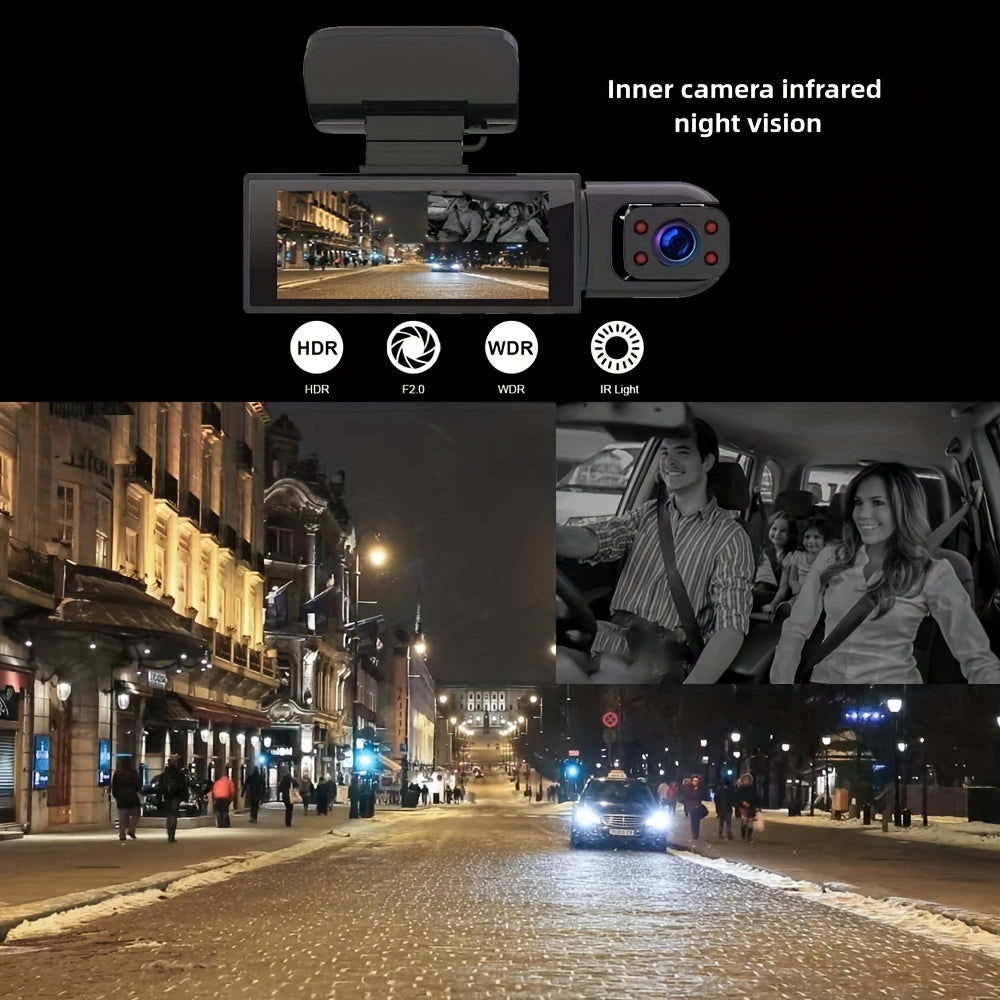 Autokamera Kaksilinssi 1080P Yönäkö Näyttö