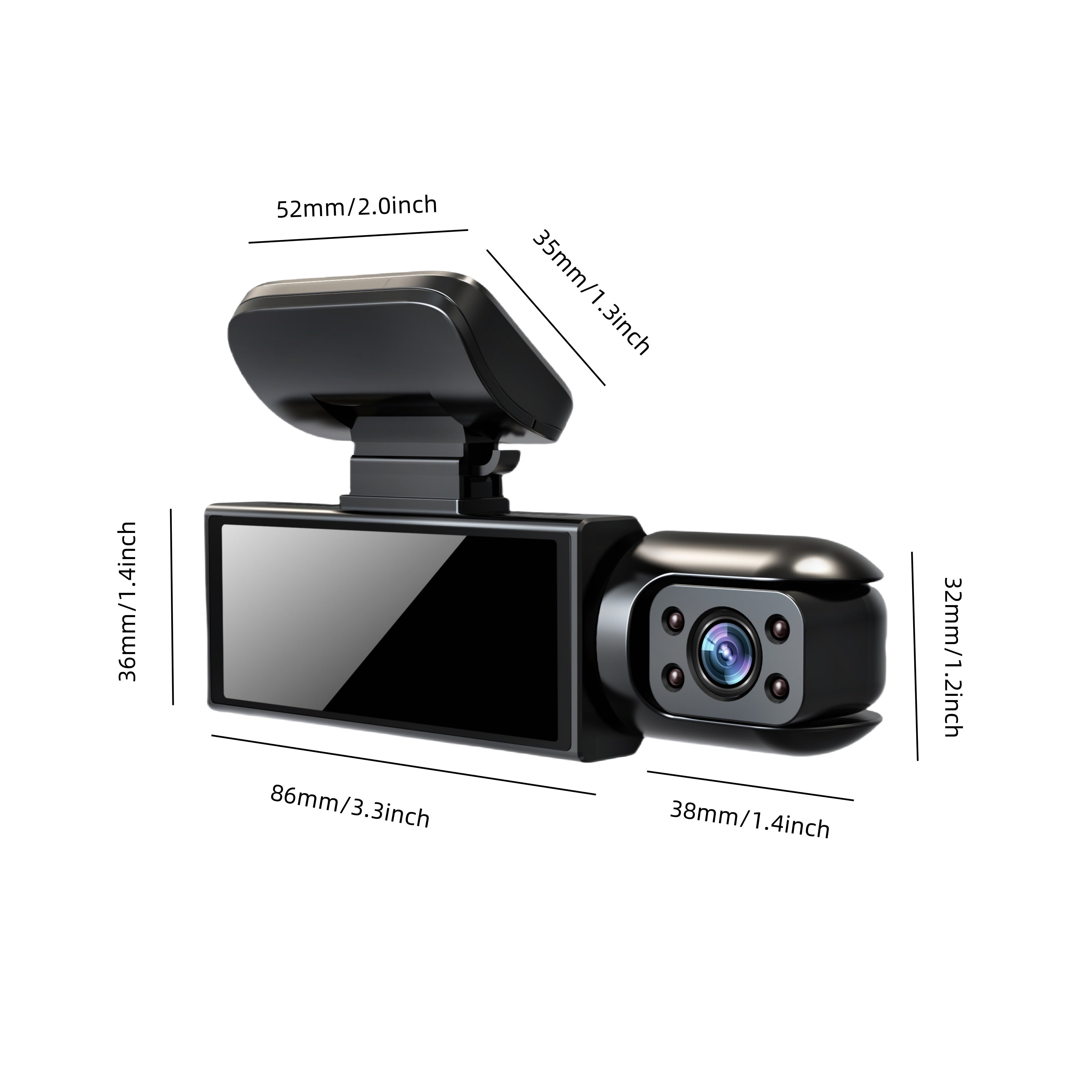 Autokamera Kaksilinssi 1080P Yönäkö Näyttö
