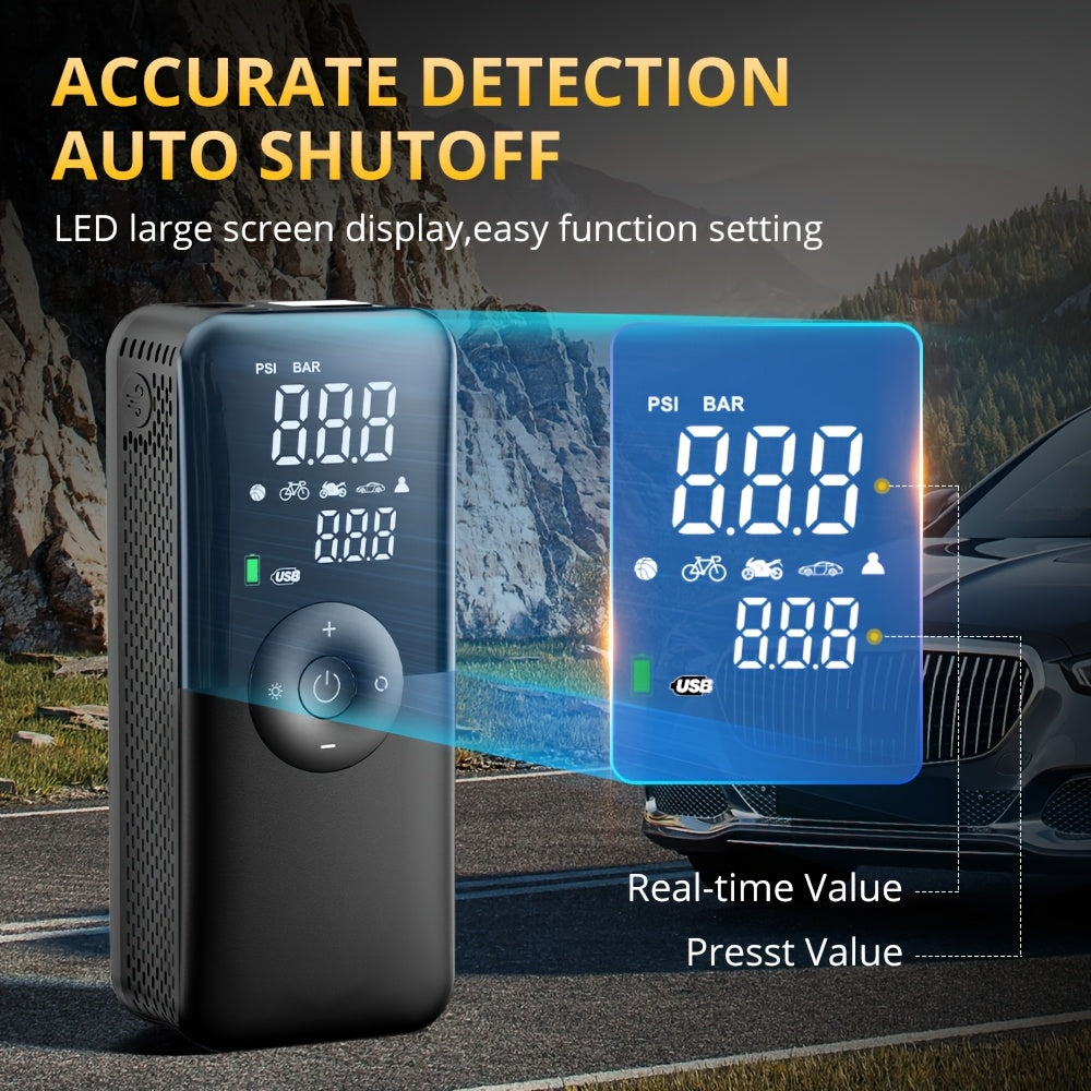 Auton Rengaspumppu Digitaalinen Näyttö ja USB-lataus