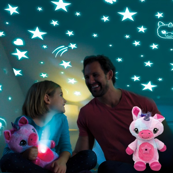 STARBEAR™ Yksisarvinen Pehmolelu – Pehmeä Yövalo ja Väriä Vaihtava Tähdenprojektori