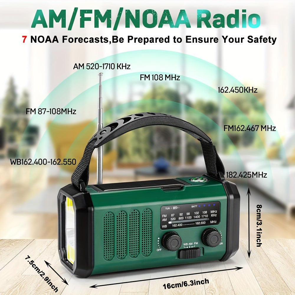 Hätätilaradio AM/FM/NOAA Käsikammella ja Aurinkolatauksella