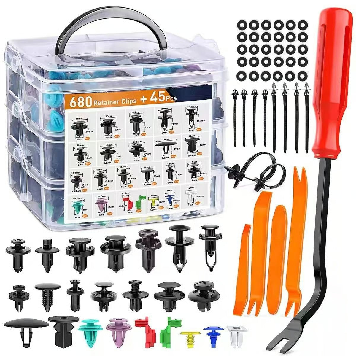 FixMate Universal Fasteners 680 Kit – 680 KPL:n auton kiinnitysklipsisarja työkalusetillä