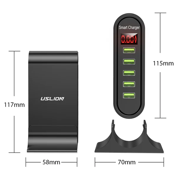 5-porttinen USB-latausasema – Nopea ja tehokas monilatausasema kotiin ja toimistoon