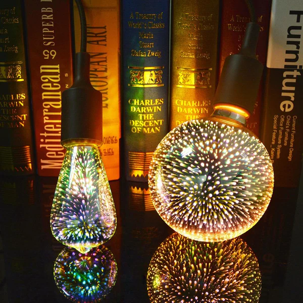3D LED Koristeellinen Lamppu – Hopeapinnoitettu Lasi, E27, 6.3 Tuumaa