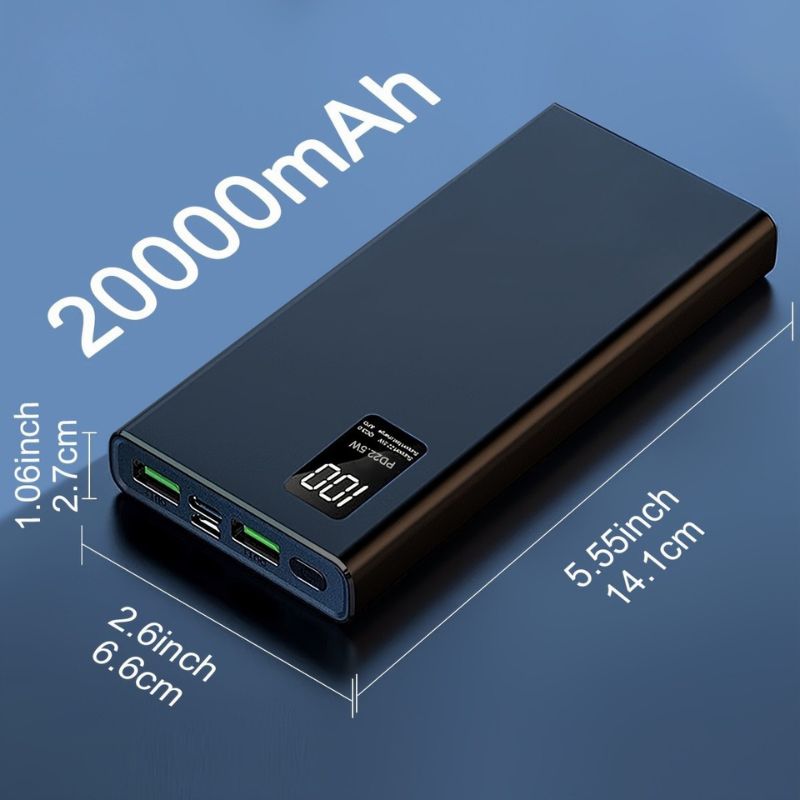 Varavirtalähde 20000mAh 22,5W Pikalataus ja LED-näyttö